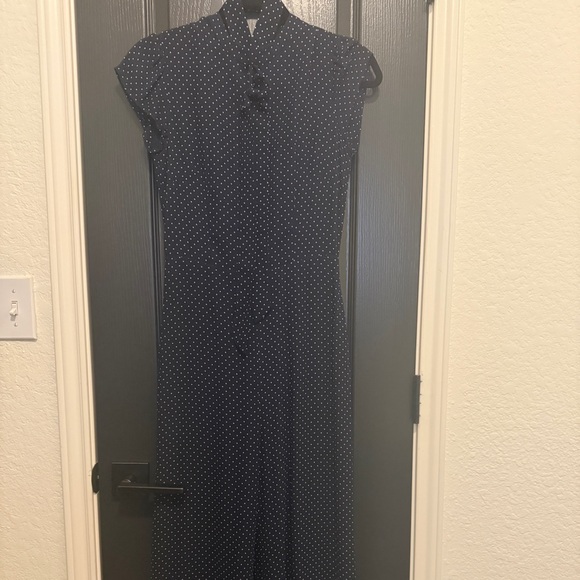 REFORMATION Elaine Navy Polka Dot Jumpsuit | Size 2 - Picture 3 of 6